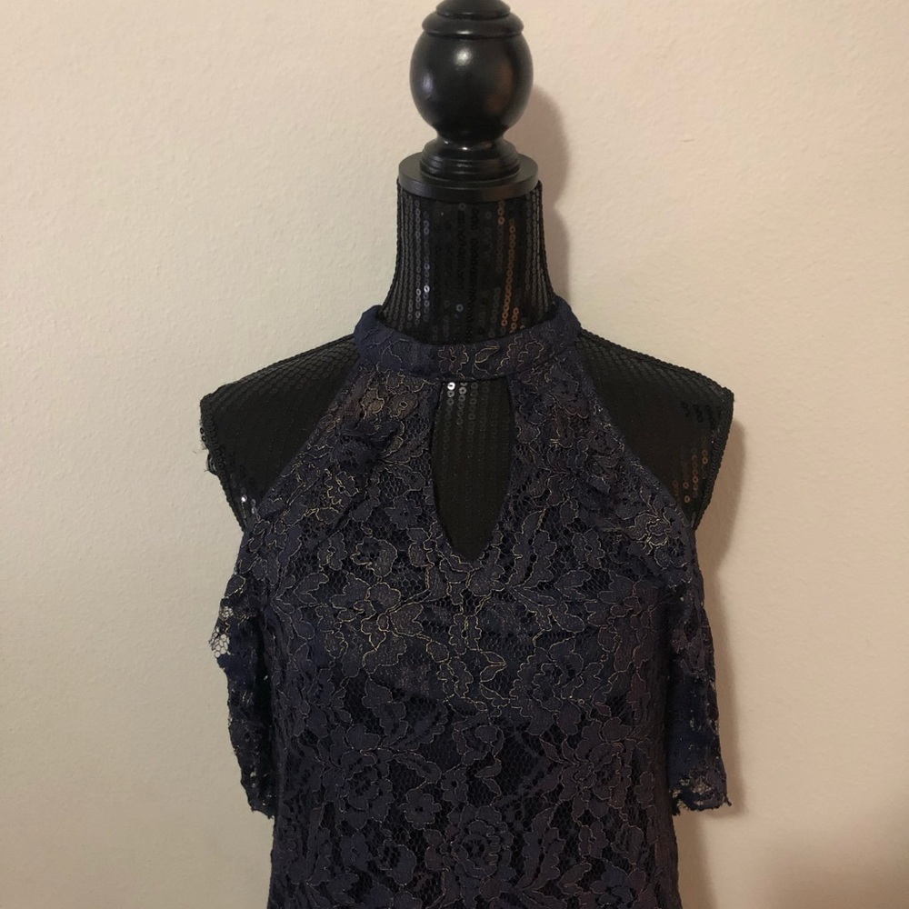 NWT Blue & Gold hue Lace Dress - Picture 4 of 6